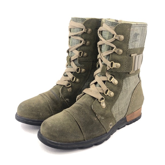 Sorel Major Carly Olive Leather Mid-Calf Moto Boots - Picture 3 of 12